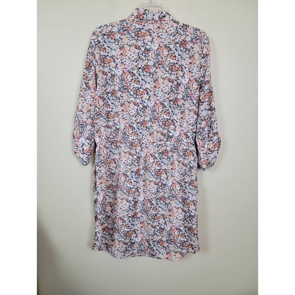 Ann Taylor Loft Women's Dress Collared 3/4 Roll-Tab Sleeves Size Large Floral - Picture 6 of 8